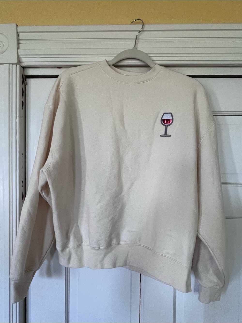 NWOT Sweatshirt with Sequin Wine Patch